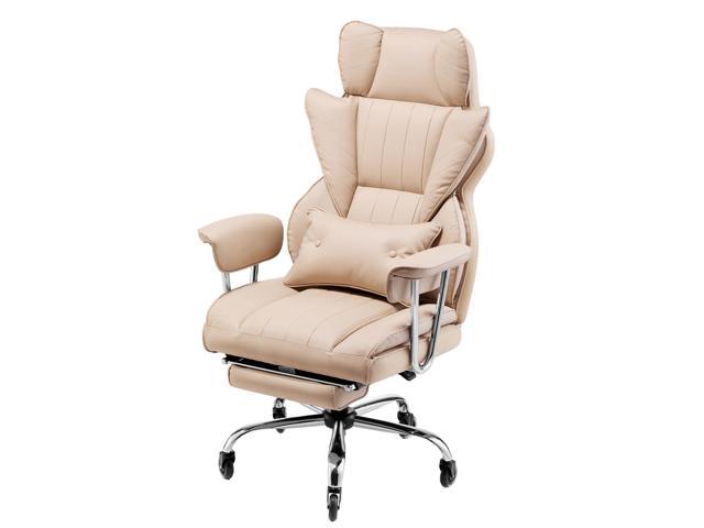 Executive Office Chair with Footrest, 400lb Capacity Oversize Office Chair with Lumbar Pillow & Removable Armrests, Heavy Duty Ergonomic Chair, PU...