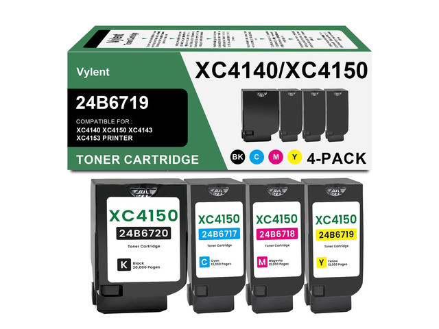 XC4140 XC4150 Toner Cartridge with Chip for XC4143 Printer 4-Pack 24B6717 24B6718 24B6719 24B6720 Toner Cartridge High Yield Compatible for...