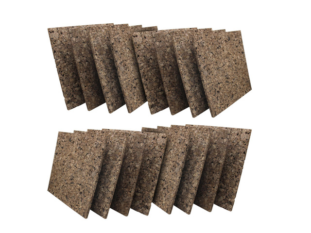 12' x 12' x 9.5mm Thick Dark Brown Cork Squares, Wall Tiles, Square Pinning Cork Board, Bulletin Board Mini Wall Board - 16 Pack