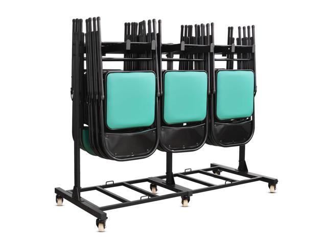 Folding Chair Cart with Wheels, 500 LBS Heavy Duty Chair Storage Rack Dolly for 42 Chairs or 12 Tables, Lockable Rolling Cart for Weddings, Church,...