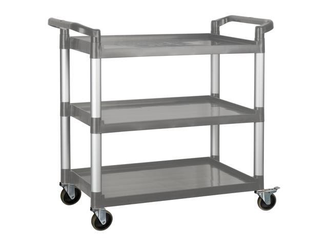 Heavy-Duty Utility Cart, 3 Shelf, 400 Lb Capacity, Gray
