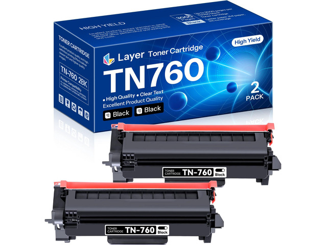 TN-760 TN760 High Yield Black Toner Cartridge Compatible Replacement for Brother TN760 TN 760 HL-L2350DW HL-L2370DW HL-L2390DW HL-L2395DW...