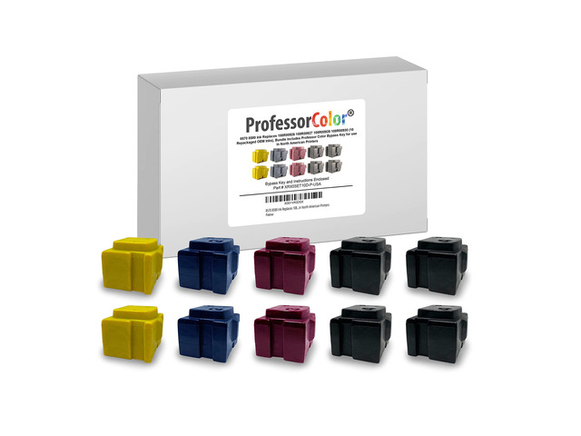 ColorQube 8570 or ColorQube 8580 Ink Replaces 108R00926 108R00927 108R00928 108R00930 (10 Repackaged OEM Inks), Bundle Includes Bypass Key for use...