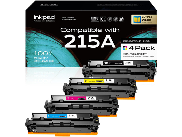215A Toner Cartridges 4 Pack with Chip Replacement for HP 215 A Works with HP W2310A W2311A W2312A W2313A for HP LaserJet Pro M183fw M183fdw...