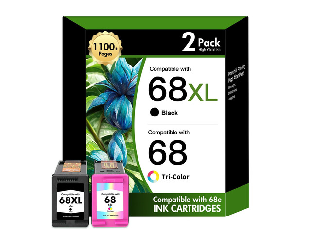 68 68XL 6100e 6500e Ink Cartridges Black and Tri Color Combo Pack for HP68XL Envy 6555e 6155e for HP Ink 68e Compatible with Envy Series Printers...