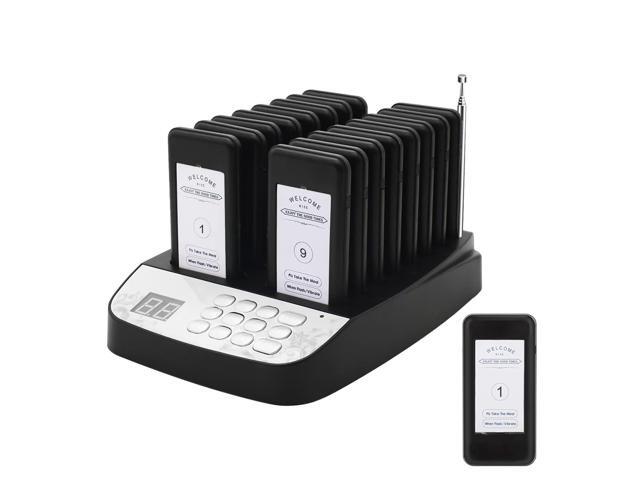 16 Wireless Buzzers Pager System Set with Vibration and Flashing Black Vibration Flashing Buzzer Alerts, Buzzer Pagers for Restaurants, Church,...