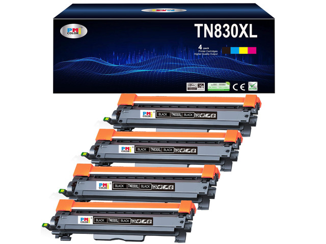 TN830XL Toner Cartridge, Black, 4 Pack Replacement for Brother TN830, Compatible with DCP-L2640DW HL-L2460DW HL-L2400D HL-L2480DW HL-L2405W...