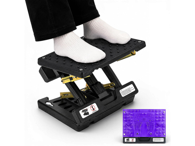 Footrest for Under Desk at Work, Height Adjustable Foot Rest with Reflexology Pad, Foldable Ergonomic Foot Stool for Muscle Tension Relief,...