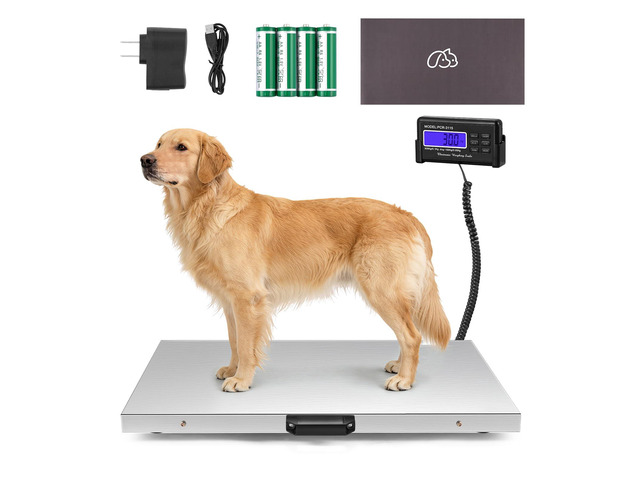 Dog Scale for Large Breed, 660 x 0.2 lbs Livestock Scale, Shipping Postal Scale with Large Stainless Platform 31.4 x 20.8, Vet Scale with Rubber Mat