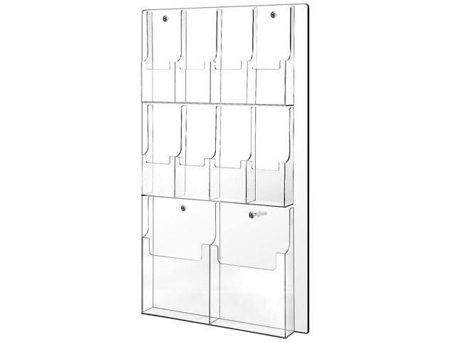Acrylic Brochure Holder Wall Mount, Clear Plastic Pamphlet Holder Magazine Display Trifold Flyer Rack Hanging Literature Storage Organizer(2...