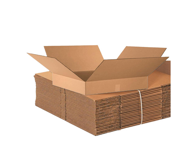 24244 Flat Corrugated Cardboard Box 24' L x 24' W x 4' H, Kraft, for Shipping, Packing and Moving (Pack of 10)