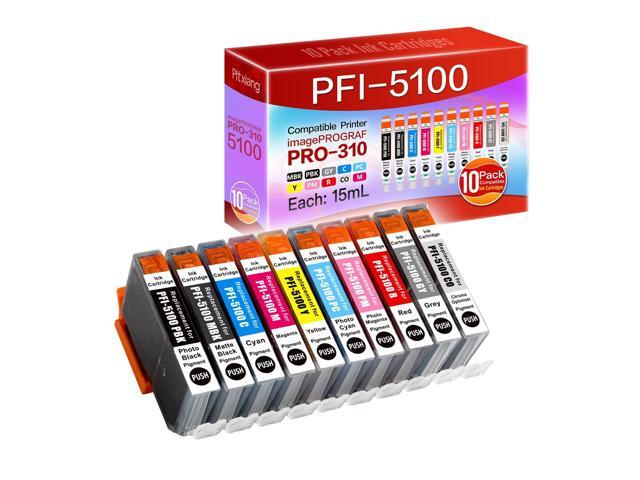 Compatible PFI-5100 Ink Cartridges, Compatible with Canon ImagePROGRAF PRO-310 Printer, 10-Color Pigment Ink, Wide-Format A3/A4 Printing