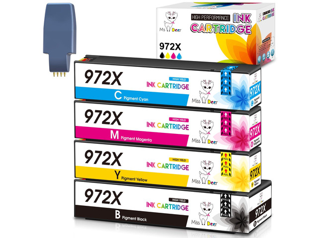 972X Ink Cartridges(with New Chips) fro HP 972X 972 972A Work for PageWide Pro 452dn 452dw 477dn 477dw 552dw 552dn 577dw 577z Printer,4 Pack With...
