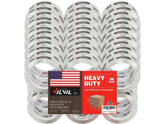 Edge-Lift Resistant Heavy Duty Packing Tape,1.88 Inch x 60 Yards,Clear,36 Rolls,2.7 mil Thick,Super Stick (36, 60YD)