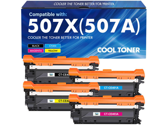 507X 507A Toner Cartridges 4 Pack High Yield CE400X CE401A CE402A CE403A Compatible for HP LaserJet Enterprise 500 Color M551 M551n M551dn M551xh...