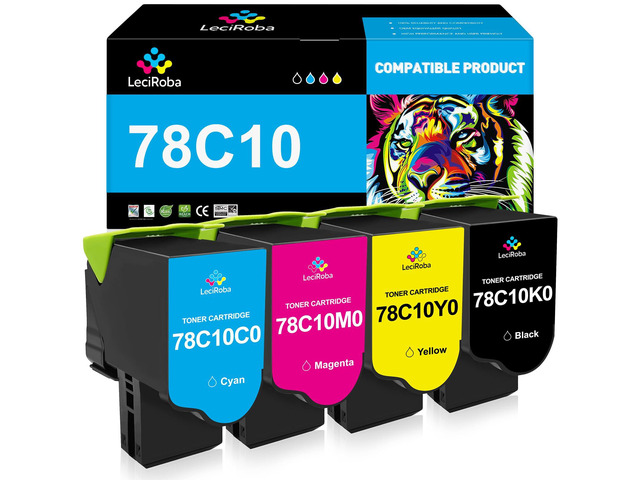 Replacement for Lexmark 78C10K0 78C10C0 78C10M0 78C10Y0 78C10 Toner Cartridge for Lexmark CS421dn CS521dn CS622 CS622de CX421adn CX522 CX522ade...