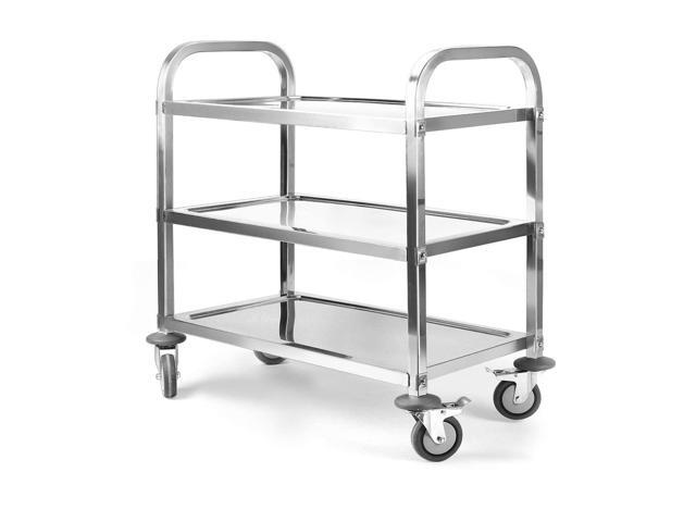 Extra Large 3 Tier Stainless Steel Cart 37.4 x 19.7 x 37.4 Inch Kitchen Trolley Cart Serving Cart Kitchen Utility Rolling Cart Service Catering...
