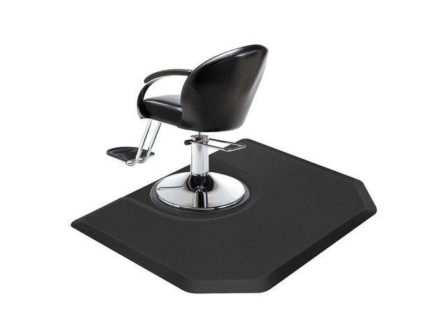 4'x5' Salon Floor Mat, Anti Fatigue,Black Barber Shop Chair Mat for Circle Chair Base Hair Stylist Beauty Floor Mats Thick Polygon Office Floor...