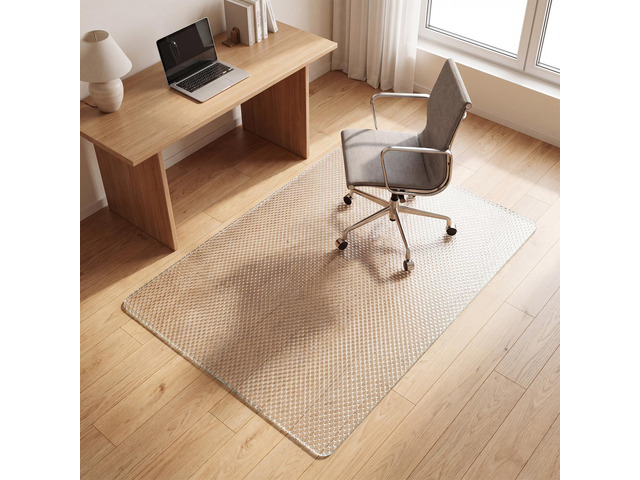 VETROUVE 46' x 55' Glass Chair Mat for Carpet, Single-Sided Textured Heavy Duty Hard Tempered Glass Desk Office Mat with 4 Anti-Slip Pads, 1/5'...