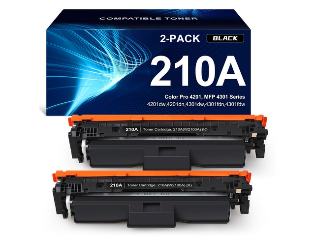 210A Black Toner Cartridges 2 Pack Replacement for HP 210A 210X W2100A W2100X Compatible for HP Color Pr MFP 4301 4201 Series 4201dw 4201dn MFP...