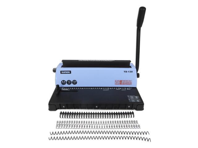TD-130 Wire Binding Machine (Square Holes) Punch 12 Sheets/Bind 120 Sheets with Sturdy Metal Construction