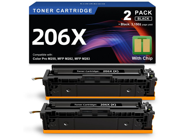 206X Toner Cartridge 2-Pack Black Compatible for HP 206X W2110X 206A Toner Replacement for HP Color Pro MFP M283fdw M283cdw M282nw M255dw M255nw...