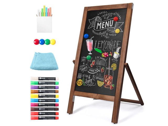 Solid Wood Frame Chalkboard with Stand - 40' x 20' Magnetic Double Sided Sandwich Board Signs Outdoor Chalk Board Easel Pizarra for Menu, Business,...