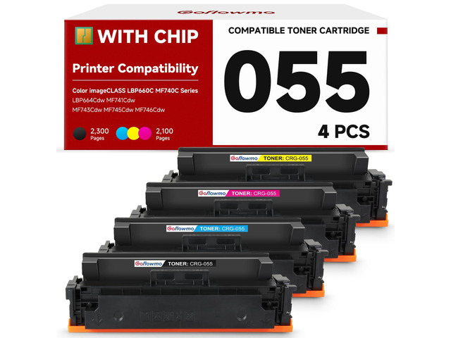 055 055H Toner Cartridge Set 4 Pack Replacement for Canon 055 Compatible for Color ImageCLASS MF740C LBP660C Series MF743Cdw MF741Cdw MF745Cdw...