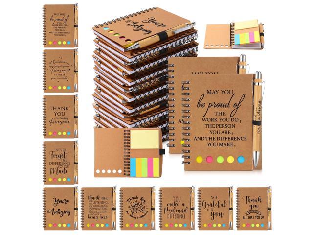 50 Set Back to School Teacher Appreciation Gifts Bulk Inspirational Notebook with Sticky Note and Bamboo Pen Set Coworker Thank You Gifts for.
