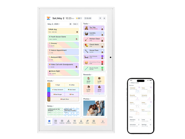 15.6 inch Smart Digital Calendar with Free APP, Touchscreen Family Family Schedules& Chore Chart, 32GB Electronic Calendar Multi-User Sync,...