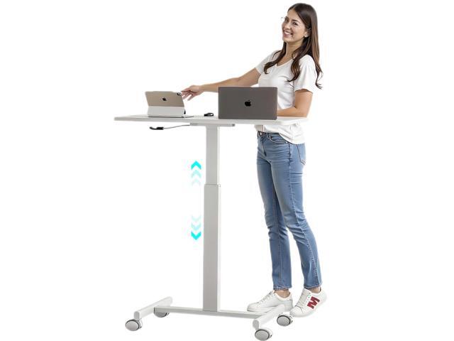 Rolling Desk Adjustable Height with Wheels,Portable Rolling Standing Desk Laptop Workstation for Home Office, Small Computer Workstation Cart for.
