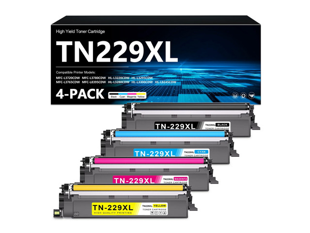TN229 TN229XL Toner Cartridge 4-Pack High Yield 229XL Toner HL-L3220CDW Replacement for Brother TN229XL TN-229XL Toner Compatible with...