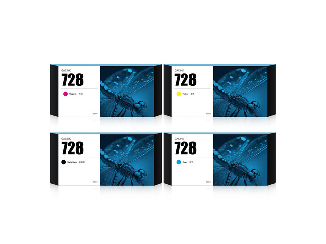 728 Ink Cartridges 300ML 4-Pack F9J68A F9K17A F9K16A F9K15A Compatible with HP DesignJet T830 MFP & T730 Large Format Plotter Printers (Matte Black...