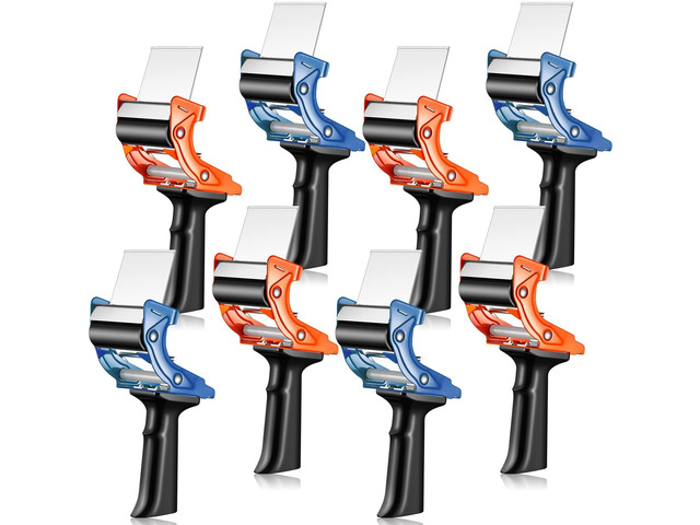 8 Pcs 3 Inch Tape Gun Packing Tape Dispenser Gun with Blade Red and Blue for Packing Boxes Heavy Duty Lightweight Tape Sealing Cutter for Gift...