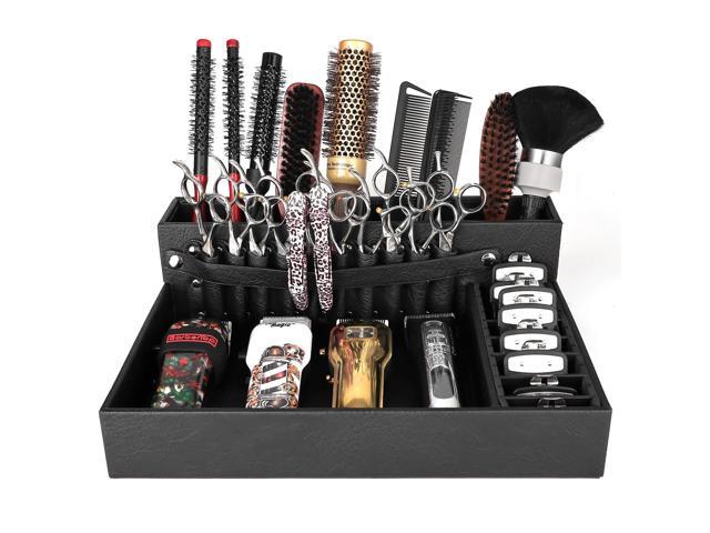 Barber Organizer Tray, 13.9 x 11.2 x 4.4 inch Adjustable Station for Clippers & Guards Scissors, Multifunctional Non-slip Barber & Salon Hair Tools...