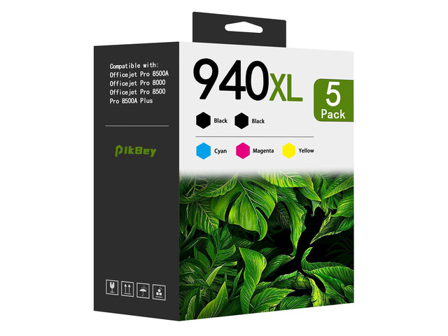 940XL Ink Cartridges Combo Pack (5-Pack, 2Black/1Cyan/1Magenta/1Yellow) Replacement for HP 940XL Ink for OfficeJet Pro 8000 8500A 8500 A909a 8500A...
