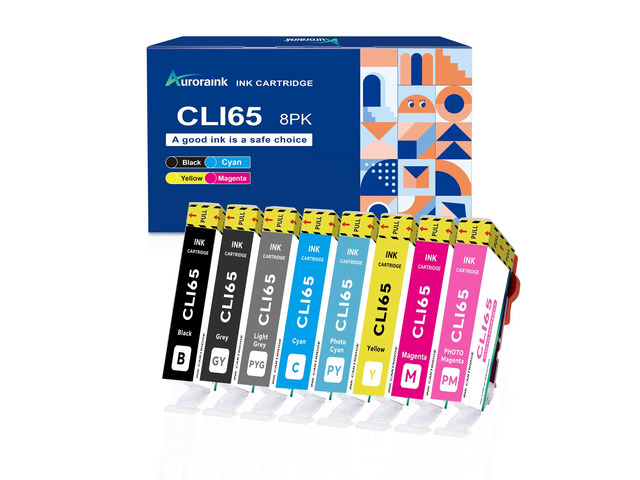CLI-65 Ink Cartridges Replacement for Canon CLI65 CLI-65 Ink Cartridges Compatible with PIXMA PRO-200 PIXMA PRO-200S Printer (8 Pack, 1BK, 1GY,...