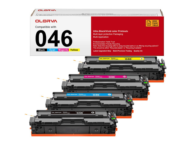 046 Toner Cartridge 4 Pack Toner Replacement for Canon 046 046H Mf733Cdw Compatible for Color Imageclass Mf733Cdw Mf731Cdw Mf735Cdw Mf654Cx...