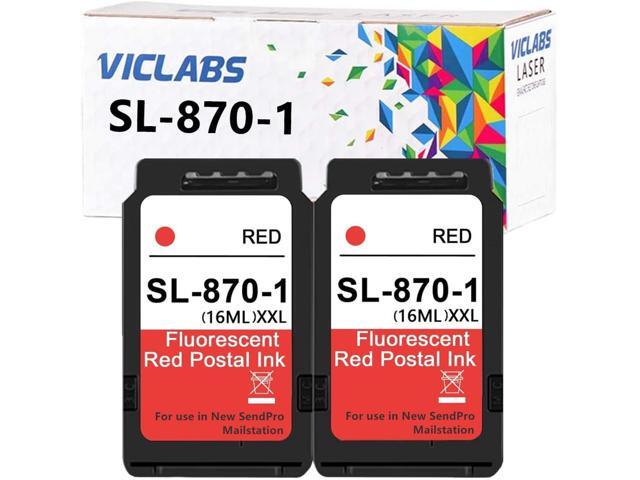 2 Pack SL-870-1 XXL Fluorescent Red Ink Cartridge Replacement for Pitney Bowes SL870-1 Red Ink Cartridges for use in New SendPro Mailstation...