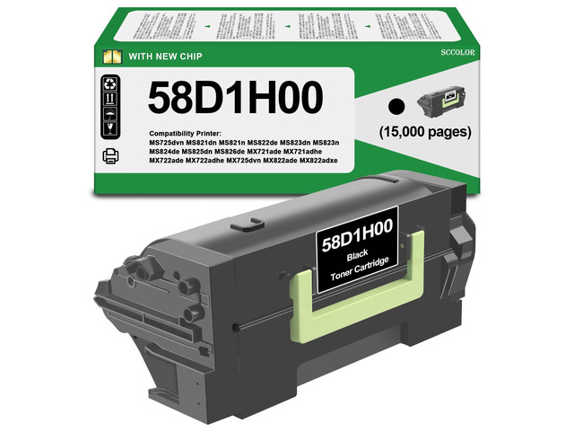 58D1H00 Black High Yield Toner Cartridge Replacement with Lexmark 58D1H00 Toner for MS821 MS822 MS823 MS824 MS825 MS826 MS725 MX721 MX722 MX725...