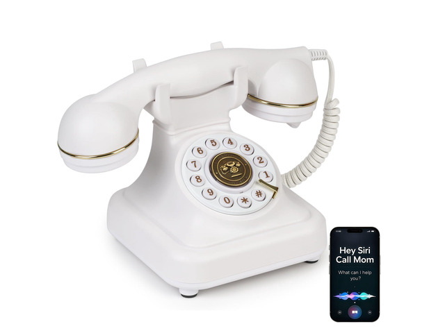 Bluetooth Retro Phone with Voice Assistant, Bluetooth Landline Phone Compatible with Android & iOS, Wireless Bluetooth Physical Home Phone...