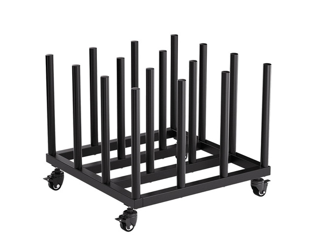 Vinyl Cart Mobile Rack, 16 Rolls Capacity Heavy Duty Vinyl Roll Storage Cart, 2 Inch Round Core, Black Rolling Organizer Holder for Craft Room,...