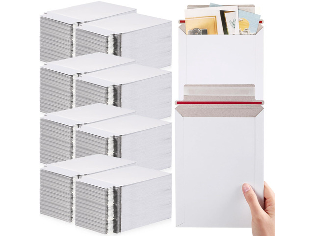 400 Pcs 6 x 8 Inch Rigid Mailers Self Adhesive Seal Photo Document Mailers 250gsm Keep Flat White Photography Cardboard Envelopes for Shipping Cd,...