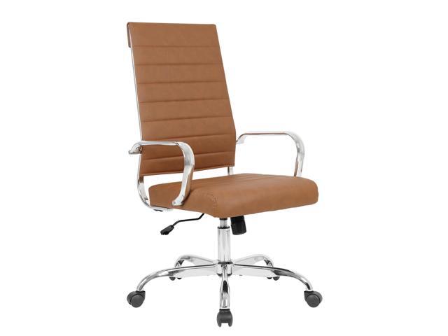 Home Office Chair High Back Executive Chair Ribbed Leather Computer Desk Chair with Armrests Soft Padded Adjustable Height Swivel Modern Conference...