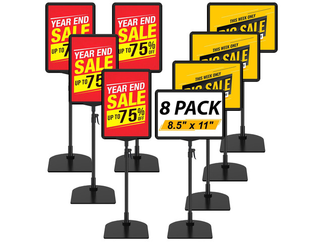 Table Top Sign Holders 8.5 x 11, Double-Sided Adjustable Floor Standing Sign Holder for Vertical Horizontal View, Black Tabletop Poster Stands for...