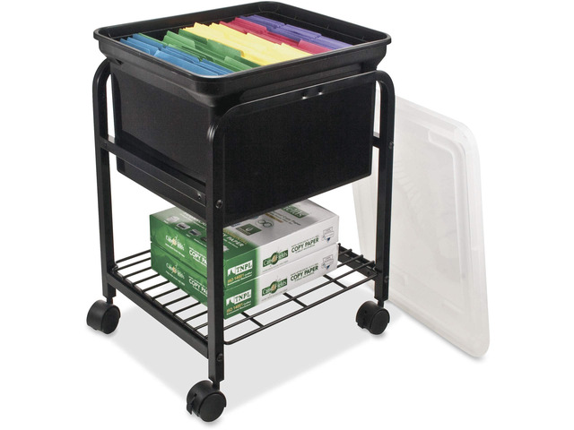 Hanging Rolling File Cart with Clear Lid, 15-5/8 in. x 18 in. x 25-5/8 in., Black, 1 Count