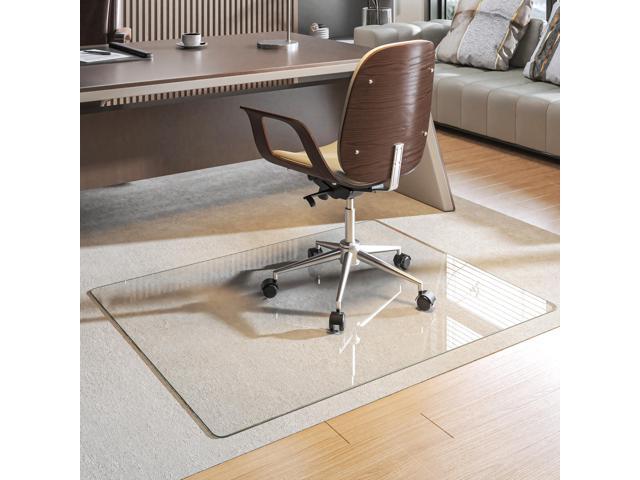 Tempered Glass Chair Mat, 55' x 48' Heavy Duty Chair Mat Round Corner with Polished Edge, Clear Office Chair Mat for Office Home Hard Floor.
