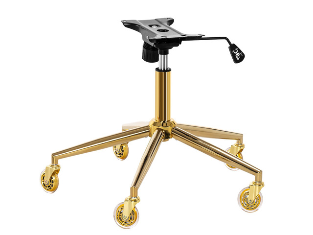 Metal Chair Base Replacement Gold Set with Plate, Cylinder, Wheels Sturdy Steel Home Office Chair Stool Legs with 5 Rubber Wheels Glide Silently...
