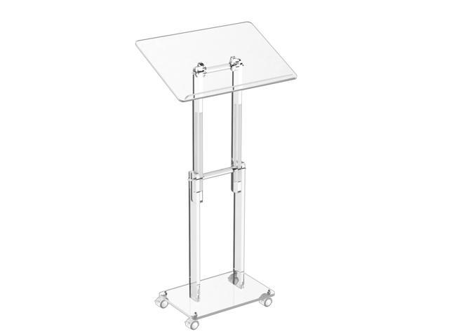 Acrylic Podium Stand with Lockable Wheels, Angle & Height Adjustable, Clear Rolling Podium, Mobile Lecterns & Pulpits for Classroom, Concert,.