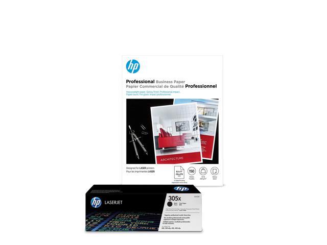 305X Black High Yield Toner + Brochure Paper, Laser, 8.5 x 11, 150 sheets, Glossy